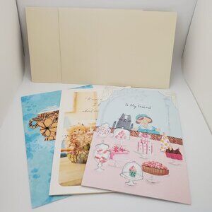 Lot of 3 American Greetings "Friendship" Glitter Cards with Envelops